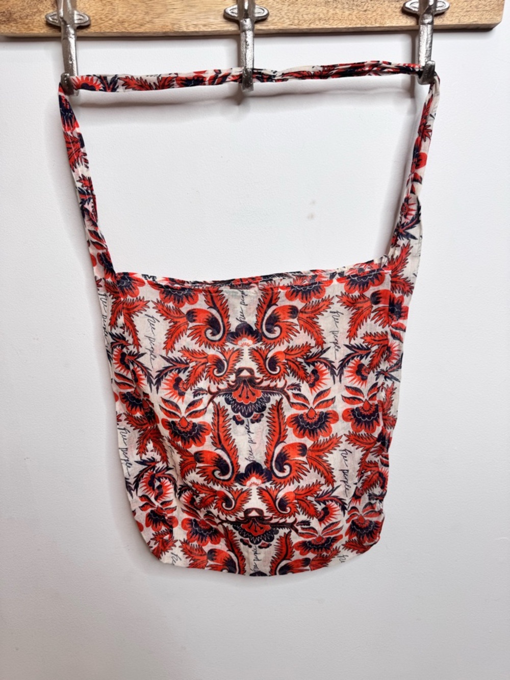 Free People Red and Navy Floral Crossbody Bag - Picture 1 of 5